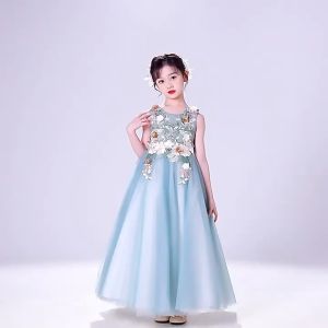 4 5 6 7 8 9 10 11 12 13 14 years old Summer Sleeveless Green White Christmas Piano Party Dress Girl Clothes Wedding Ball Gown Kids Dresses For Girls Tutu Dress Teenager Children Formal Wear