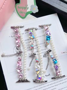 Jing Band Diamond Encrusted Metal Watch Strap for  Watch S10 Silent iWatch9 Smart Device Accessories Jewelry Stones