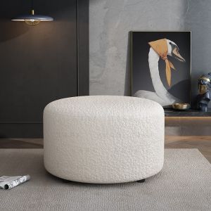 Modern Luxury round Stool Sheepskin Foot Stool Creamy Living Room Slipper Changing Bench Plaid Simple Washable Low Square Stool