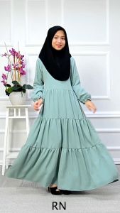 Baju Muslimah Jubah Dress Labuh Mariana Anak | Mariana Dress Kids Dress Anak Kembang Labuh Loose Cutting | Dress Muslimah Kanak-Kanak