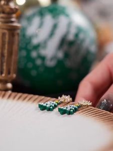 good 999 Korean Christmas Tree Unique Design Cute and Sweet Earrings ES63692