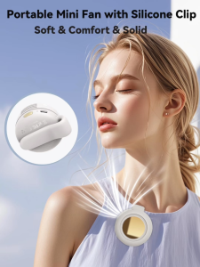 Portable Silent Mini Bladeless Electric Fan Hands-Free Clip On Waist 3-Speed USB-C Rechargeable Cooling Silent Clip