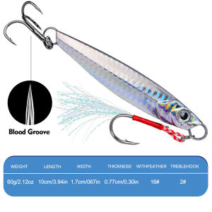 Limnoid 60g Fast Sinking Metal Jig Lure With 3D Eyes Laser Skin And Sharp Blood Groove Hooks For Bass Pike Fishing