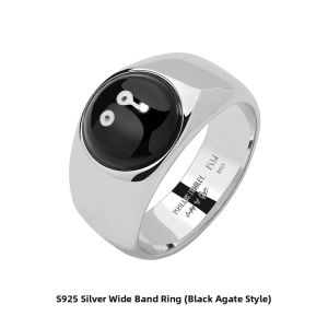 Limited Edition Tri-Brand Smile Design Wide Black White Silver Ring