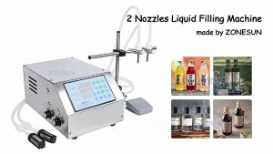 ZONESUN Filling Machine 2 Heads Semi Automatic ZS-DPYT2P Liquid Milk Juice Coffee Bottle Filler For Cosmetic Beverage Packaging Production