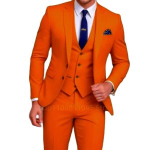 Yellow Men Business Suits Wedding Suit Notch Lapel Two Buttons Blazer Groom Tuxedos 3 Pcs Set Dress Jacket Vest Pants for Party