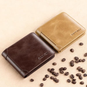 Banyanu กระเป๋าสตางค์ผู้ชายขนาดเล็ก ต่อต้าน RFID กระเป๋าสตางค์ หนังแท้ ผู้ชาย