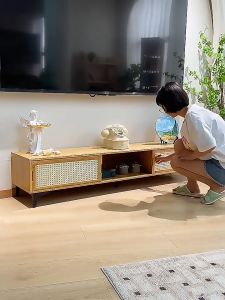 LACCOHUG Bamboo TV Cabinet 120/160CM Living Room Household TV Rack Media Storage Cabinet Rak TV 电视柜