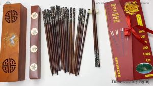 Đũa Gỗ Trắc Đầu Khảm Ốc Bào Ngư Úc- Chống Nấm Mốc - CTH708