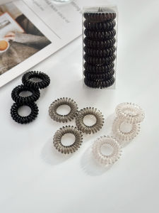 High Elasticity Comfortable Womens Hair Ties Phone Line Material No Trace High Ponytail Rope 9 Pieces Boxed Small Thick