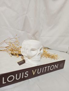 pot mini kaktus/hiasan aesthetic/tempat lilin aromaterapi/property bentuk tengkorak bahan semen/gyp/cornice