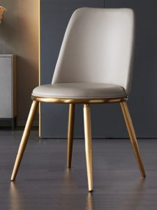 DUOBAOFUXING | Sleek Luxury Modern Dining Chair Gold Stainless Steel Leather