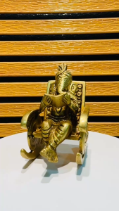 Lord Ganesha Brass Statue (Seated Reading Design) | Ganapathi Idol for Home Office & Study Décor