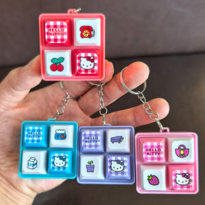 Bandai | Hello* Kitty Four Grid Sound Light Clicker Keychain Kawaii. Cute Fidget Toy Stress* Relief Toy Sensory Toy Squishy Party Gift