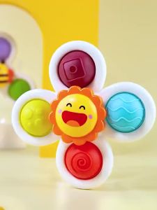 [Baby101]3pcs Set Baby Kids Spinner Cute Animals Flower spinning Toys bathtoy fun bathtoys budak mainan Table Suction Cup Baby Toy