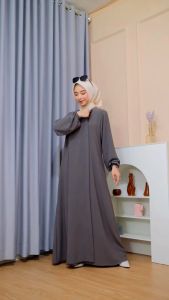 Gamis Remaja Polos Korean Style Ukuran Jumbo LD 140 Bahan Crinkle Airflow Premium Busui Kekinian