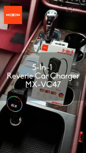 MOXOM VC47 45W 5-In-1 Reverie Car Charger FM TRANSMISSION LCD DISPLAY BUILD TYPE C CABLE FAST CHARGE