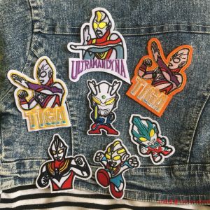 Miếng Dán Vải Thêu Hình Quần Trẻ Em Ủi May Hoạt Hình Tổ Hợp Ultraman Ngân Hà Zero Vá Lỗ Vá Hoa