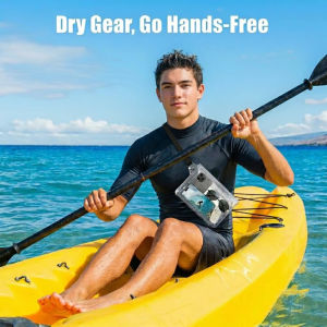 PVC Waterproof Mobile Phone Bag with Adjustable Waist Strap Dry Bag Keep Phone Valuables Safe for Beach Swimming Kayaking