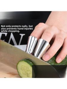 Stainless Steel Finger Protector Gloves Garlic Peeler Bean Pod Pruner Thumb Knife Tool for Kitchen Cooking And Baking