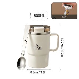 WORTHBUY | Cốc Cà Phê Giữ Nhiệt Bằng Thép Không Gỉ Có Tay Cầm Và Nắp Cốc Du Lịch Cách Nhiệt Có Bộ Lọc Trà Bình Nước Chống Rò Rỉ Dùng Cho Văn Phòng