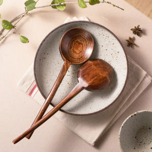 Japanese Style Long Handle Wooden Turtle Shell Spoon for Home Use Soup Spoon Rice Spoon Noodle Spoon Large Head for Streaming Eating