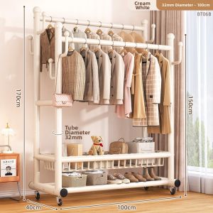 JIAJIESHI | Floor Standing Double Bar Movable Thickened Clothes Rack