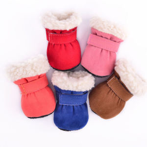 Fleece Lined Dog Shoes Soft Bottom Anti-Slip Warm Protection for Small Dogs like Teddy Pomeranian Autumn Winter Pet Footwear