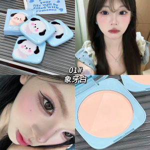 Korean Style Doggie White Powder Compact Long-lasting Sweat-proof Non-caking Student Suitable Makeup Fixing Powder High Light Natural Look