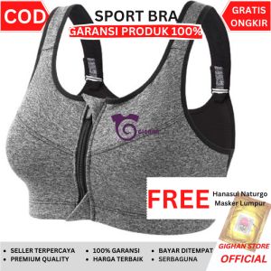 Sport Bra Resleting Zipper Sleting Depan Tanpa Kawat Tali Praktis Tampil Nyaman Percaya Diri Cocok Dipakai Workout Gym Senam Yoga Fitness