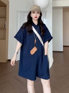 plus Size Casual Style Simple Collar Elegant One-Piece Shorts Women Summer New Loose Slimming Meat Covering Pants