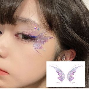 สติ๊กเกอร์แต่งหน้าปาร์ตี้ฮาโลวีน ลายผีเสื้อ แก้มสีชมพู ลายตatu ทนทานต่อการซัก สำหรับผู้หญิง สติ๊กเกอร์ตกแต่งหน้าแบบอเนกประสงค์
