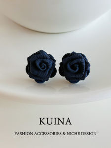 kuina | Elegant Blue Rose Silver Needle Earrings