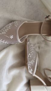 Pearl-Stone Embellished Tulle with pearl embellishment Wedding Shoes Bridal Shoes Bride Shoes Pearl Embellished Tulle