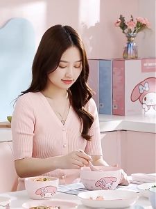 SG Sanrio Tableware Bowl Spoon Plate Set Dish Plate Cute Ceramic Housewarming Dishware Melody Cinnamoroll Hello Kitty Dinnerware