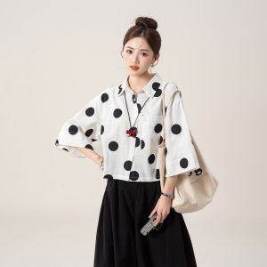 SHANGWEILUO | Polka Dot Short Sleeve Shirt Loose Slim Fit Casual Style