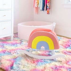 VIKAMA Childrens Room Tie-Dye Wool And Silk Carpet - Ins Nordic Plush Sofa Room Bedroom Bedside Rug Shade For Home Decoration