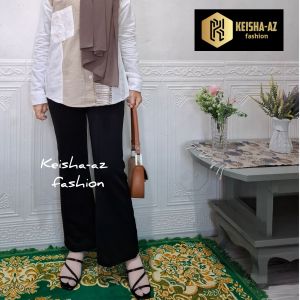 celana wanita cutbray flarepant cubit bahan scuba premium