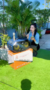 Loa Karaoke H1 Bass Đôi 20cm 500W Kèm 2 Micro Không Dây UHF Hát Karaoke Gia Đình