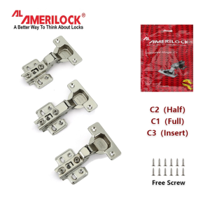 (Wholesale/1 CTN)AmeriLock Concealed Hinges No Hydraulic C1(Full)/C2(Half)/C3(Insert)