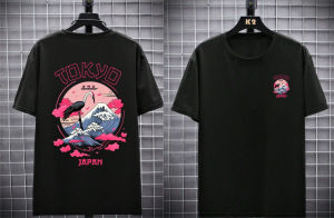 Bandai | Japanese Style Graphic T Shirts Oversized Mens Clothing Sakura Print Women Short Sleeved Tee Loose Tops Y2k Clothes Summer 2025