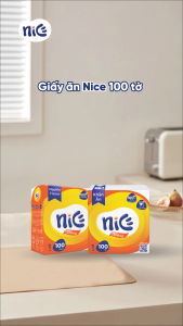 Thùng 48 Gói Khăn Giấy Ăn Nice Cao Cấp Siêu Mềm Mại 100 Tờ - Thấm Hút Dầu Thừa - An Toàn Thực Phẩm