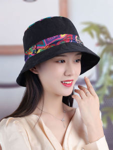 ฤดูใบไม้ผลิ หมวกชาวประมงลายดอกไม้ ผู้หญิง ม่านบังแดด ทันสมัย พรางหุ่น หมวกอ่างล้างหน้าป้องกันรังสียูวี ชนเผ่า สไตล์ โพลีเอสเตอร์ หมวก