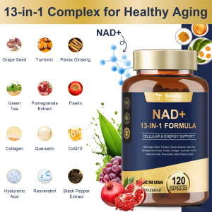 Totaria NAD+ Supplement - High Purity Nicotinamide Riboside (NR) + Resveratrol & Quercetin - Advanced Anti-Aging & Cellular Energy - 120 Vegan Capsules