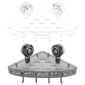 Adhesive Bathroom Shower Organizer Drill-Free Removable Suction Corner Shower Caddy Powerful Suction Shower Caddy Basket