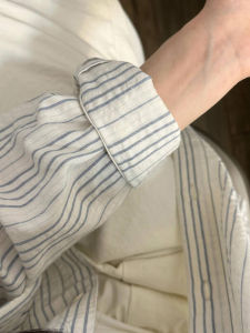 Korean Style Chic Hong Kong Style Stripes Shirt Womens Sun Protection Outwear Summer 2024 New Arrival Western Style Unique Chic Tops