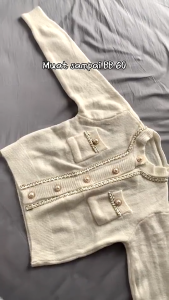 Cardigan Wol Rajut Korean Style Lis Full Mutiara