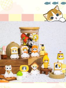 Mofusand Cat Fushan Di Q Plush Toys Second Generation in Canister Cute Resin Collectible Figures for Car Office Gifts