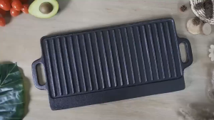 Cast Iron Double Sided Griller or Outdoor barbecue frying pan Baking Tray Camping&Home Use-HeavyDuty