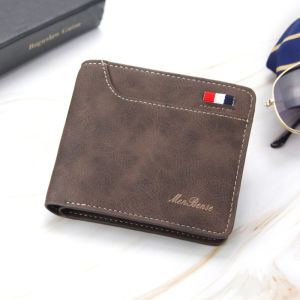 New Men Short Wallets Retro Simple Card Holder Male Purse High Quality PU Leather Photo Holder Fashion Casual Mens Wallet